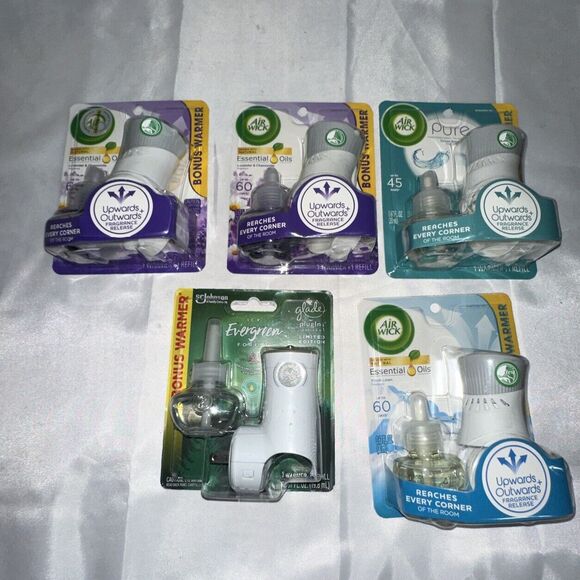 NEW Air Wick/GLADE 5 Plug ins & 5 Scented Oils Fresh Linen, Lavender, Evergreen - Picture 2 of 5